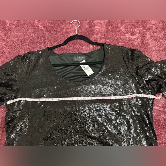 LANE BRYANT BLACK LONG SLEEVE SCOOP NECK
CLASSIC SEQUIN LINED TOP - Picture 6 of 6